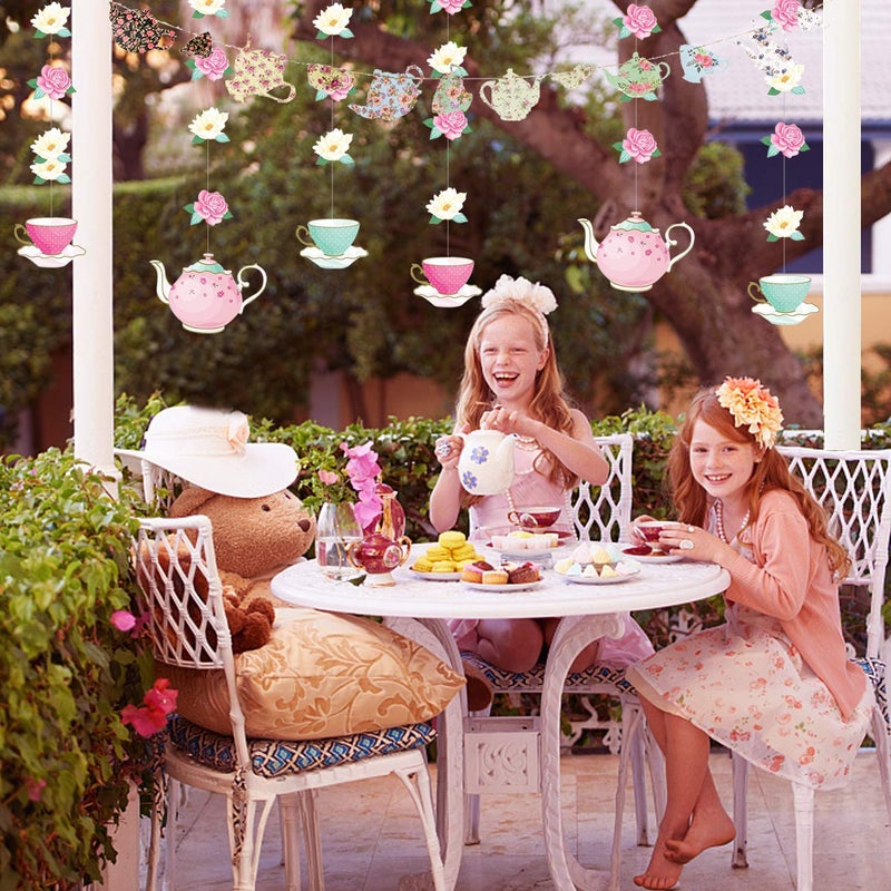 Mity rain Tea Party Decorations - Floral Teapots Teacups Balloons Banner Hanging Decorations for Baby Shower Bridal Shower Girls Birthday Party Supplies - Image 5